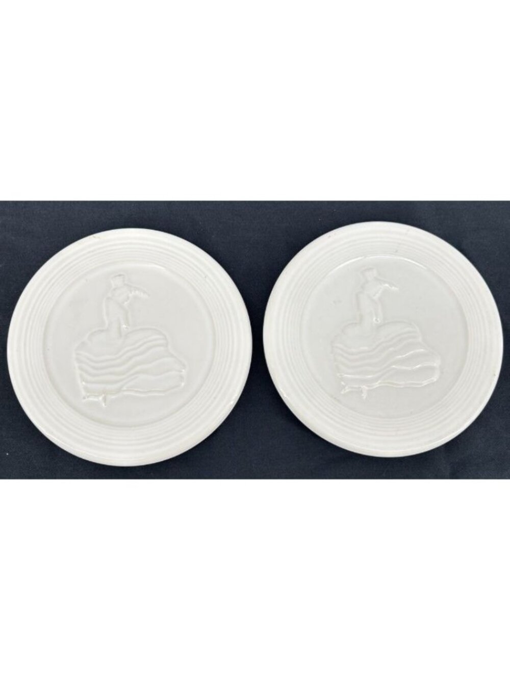 Fiestaware Trivet Off White 6" Dancing Ladies Lot of 2 Ceramic